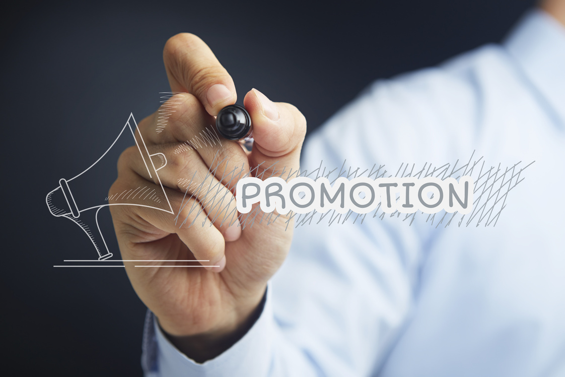 Hand illustrating promotion concept